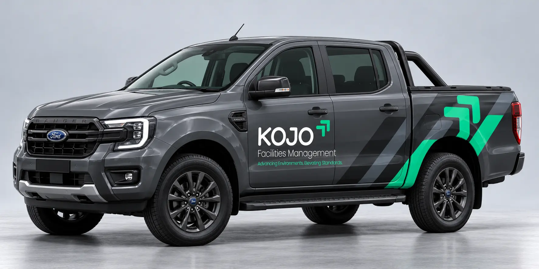 KOJO Facilities Management branded pickup truck