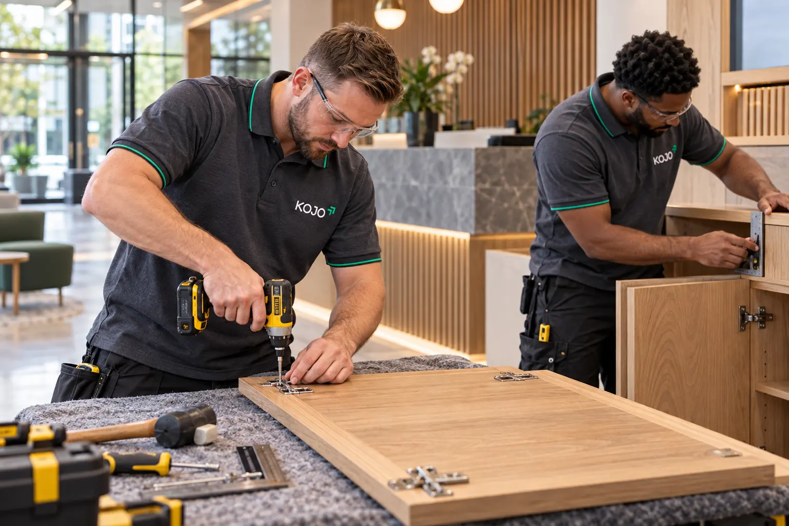 KOJO FM carpenters fitting oak cabinetry
